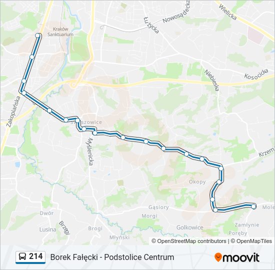 214 bus Line Map