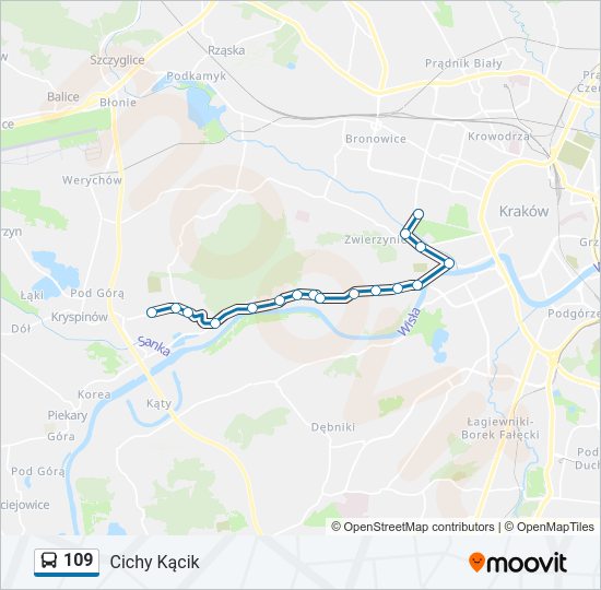 Автобус 109: карта маршрута