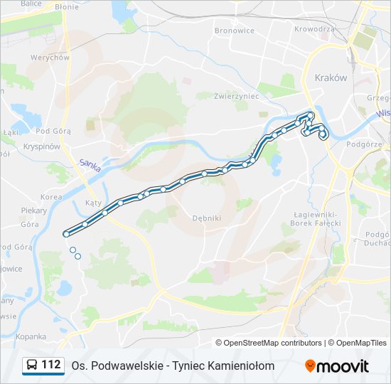 Mapa linii autobus 112