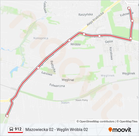 912 bus Line Map