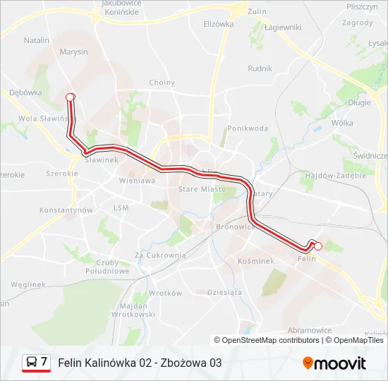 Автобус 7: карта маршрута
