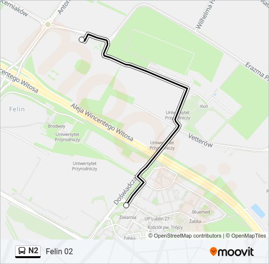 N2 bus Line Map