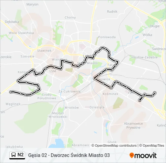 N2 Bus Line Map
