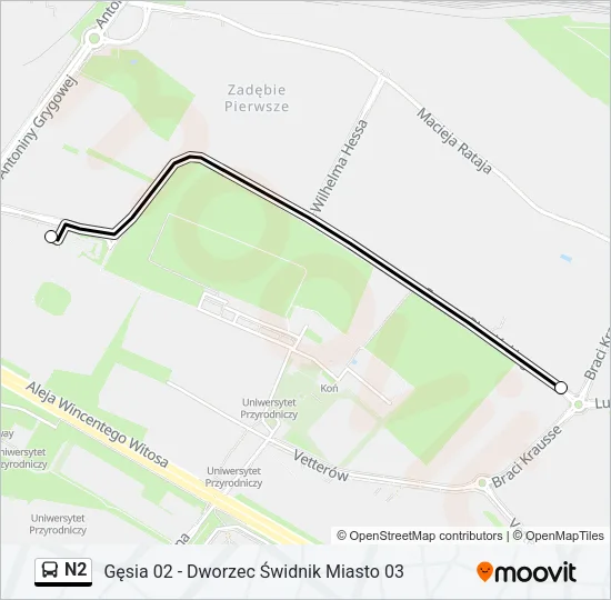 N2 Bus Line Map