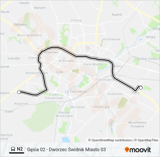 Автобус N2: карта маршрута