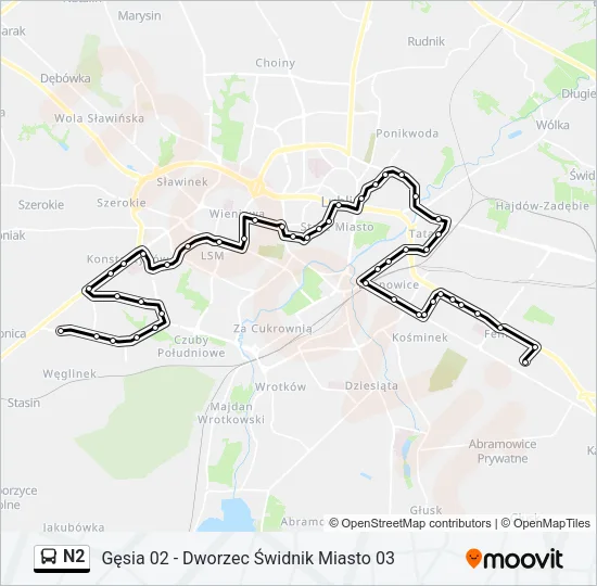 N2 Bus Line Map