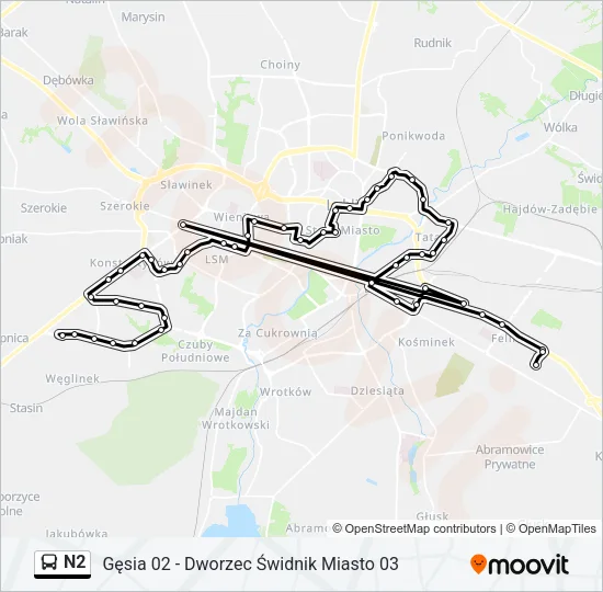 N2 Bus Line Map