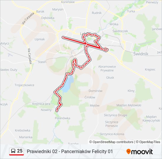 Автобус 25: карта маршрута
