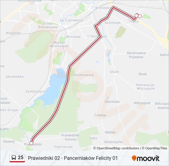 25 bus Line Map