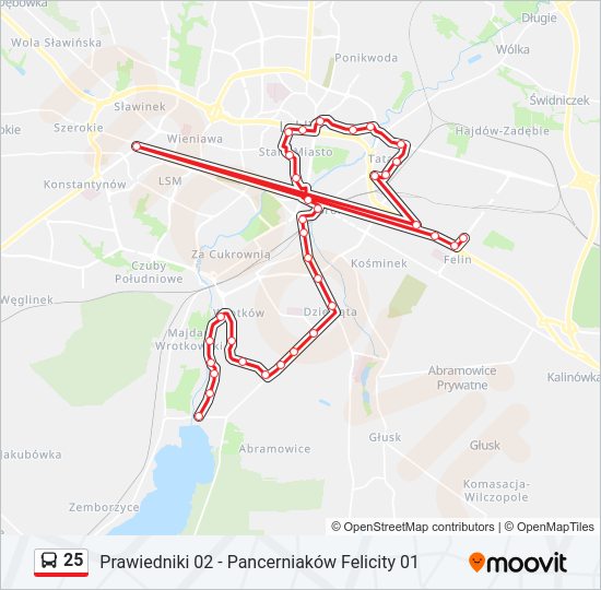 25 bus Line Map