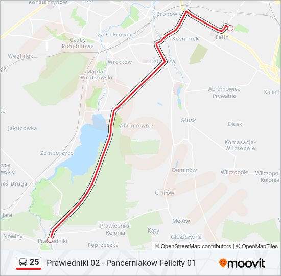 25 bus Line Map