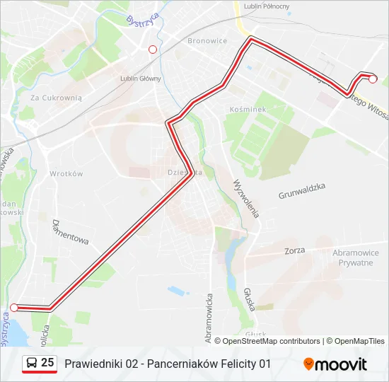 25 Bus Line Map