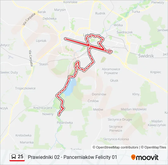 25 Bus Line Map