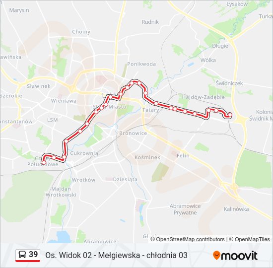 39 bus Line Map