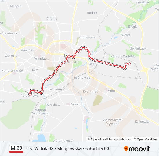 39 bus Line Map