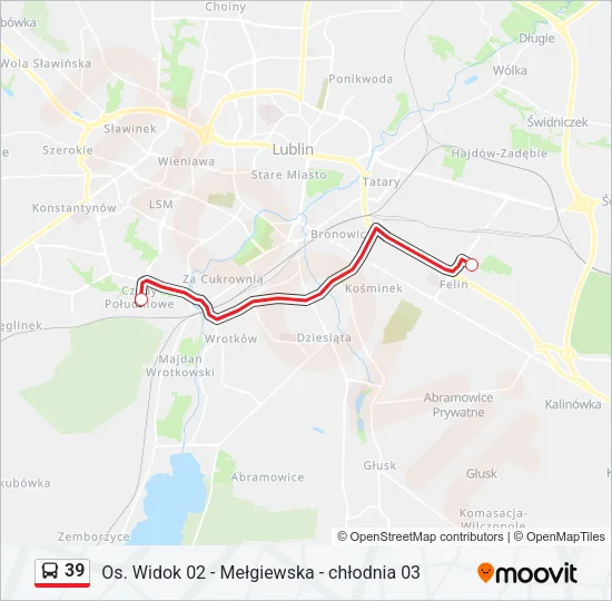 Автобус 39: карта маршрута