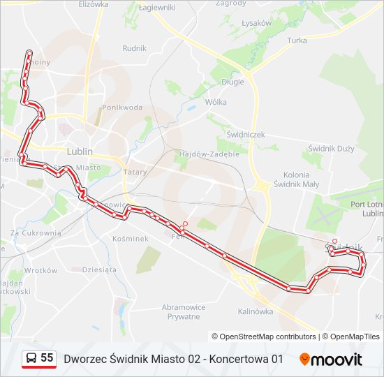 55 bus Line Map