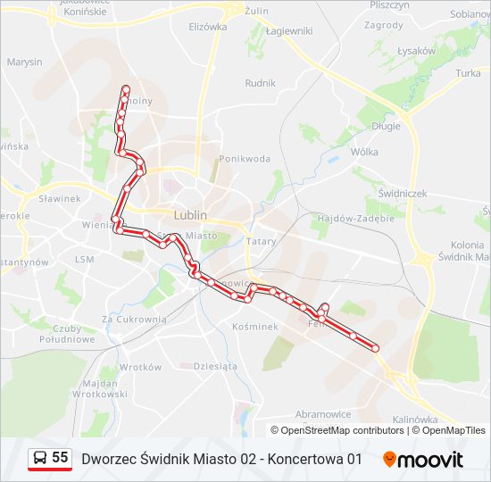 55 bus Line Map