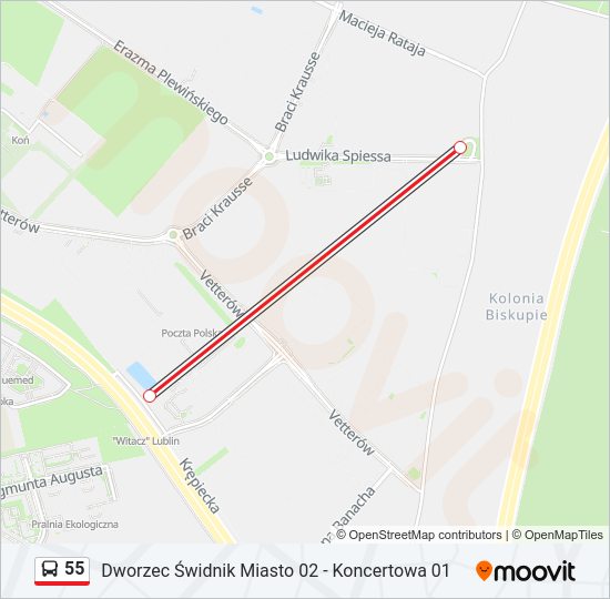 55 bus Line Map