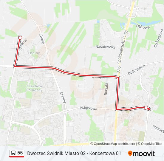 55 bus Line Map