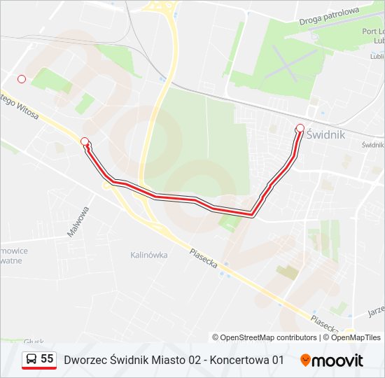 55 bus Line Map