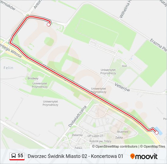 55 bus Line Map