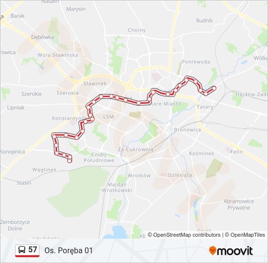 57 bus Line Map