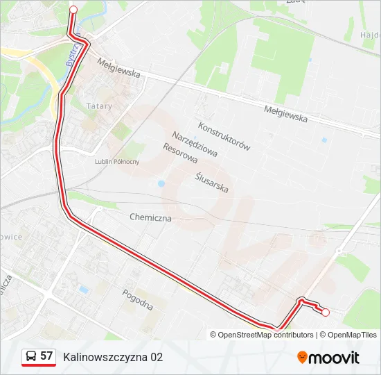 Автобус 57: карта маршрута