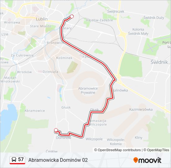 57 bus Line Map