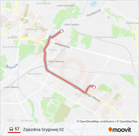 57 Bus Line Map