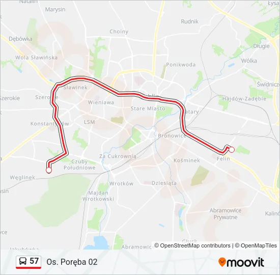 57 Bus Line Map