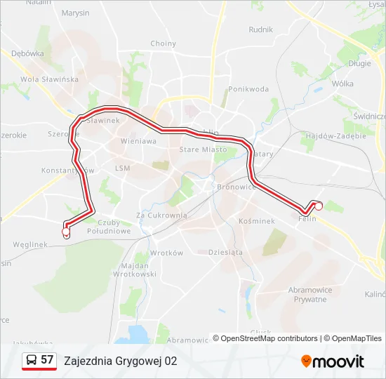 57 Bus Line Map