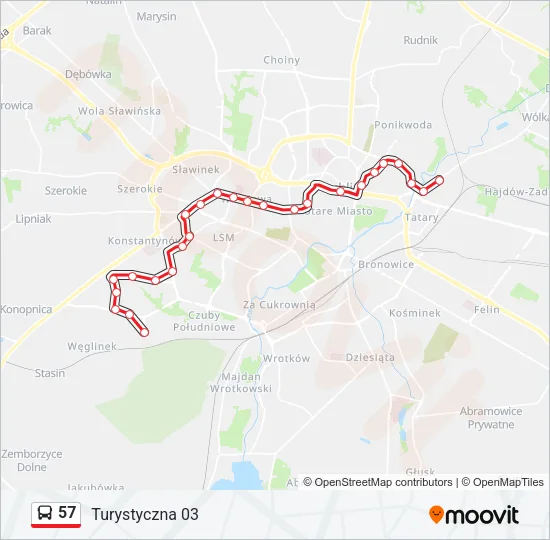 57 Bus Line Map