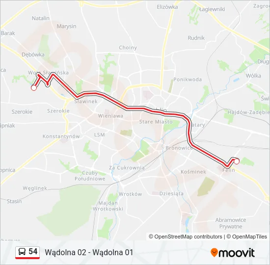 54 Bus Line Map