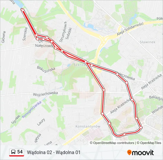 54 Bus Line Map