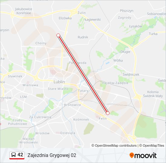 Автобус 42: карта маршрута