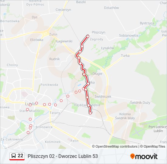 22 bus Line Map