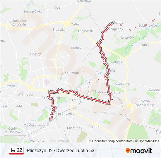 22 bus Line Map