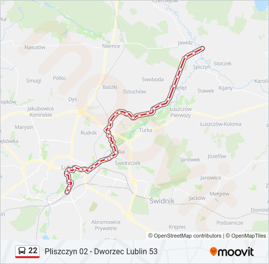 22 bus Line Map