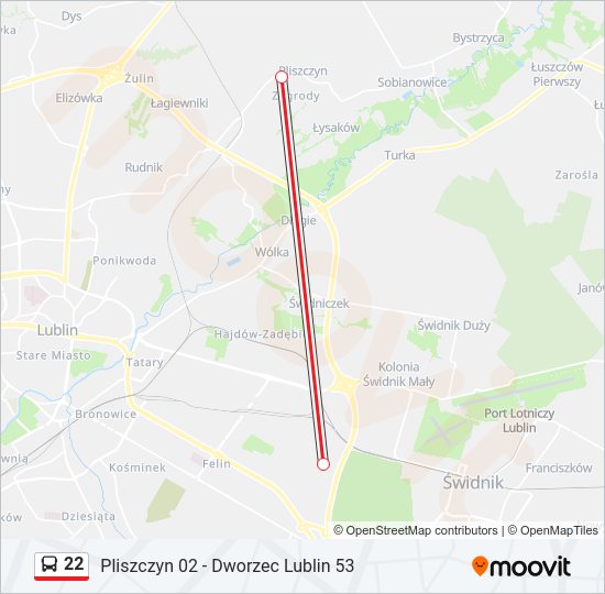 22 bus Line Map