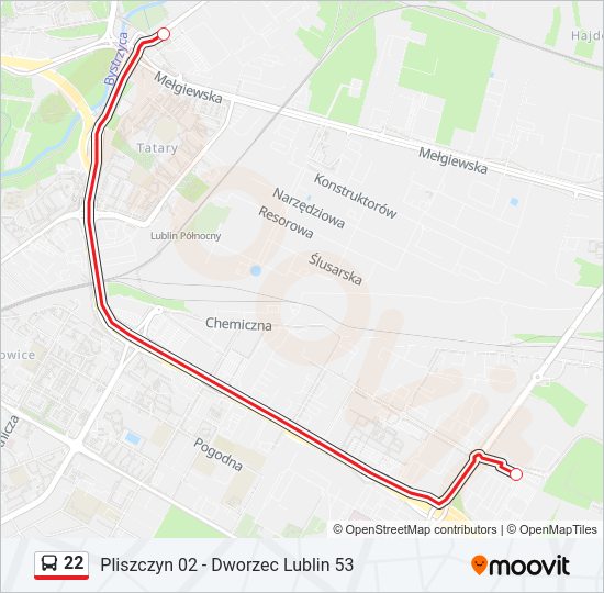 22 bus Line Map