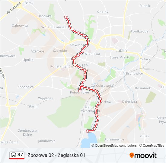 37 bus Line Map