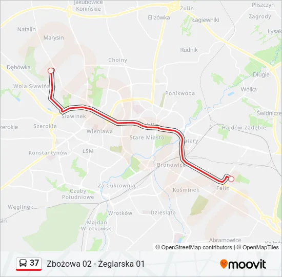 Автобус 37: карта маршрута