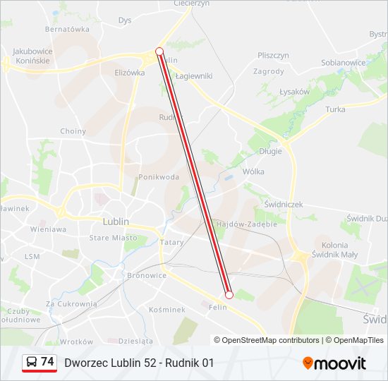 Автобус 74: карта маршрута