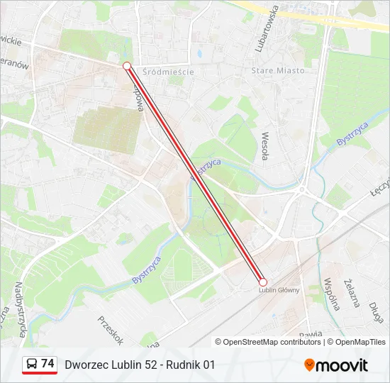 74 Bus Line Map