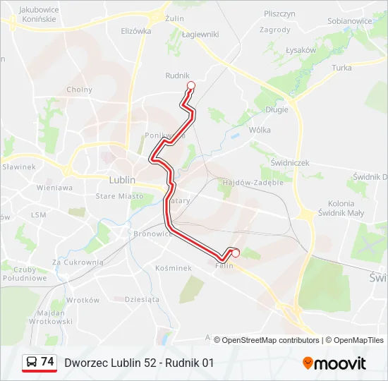 74 Bus Line Map