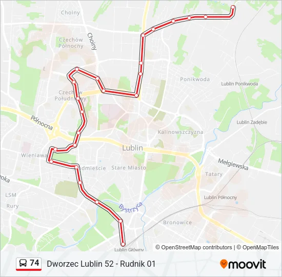 74 Bus Line Map