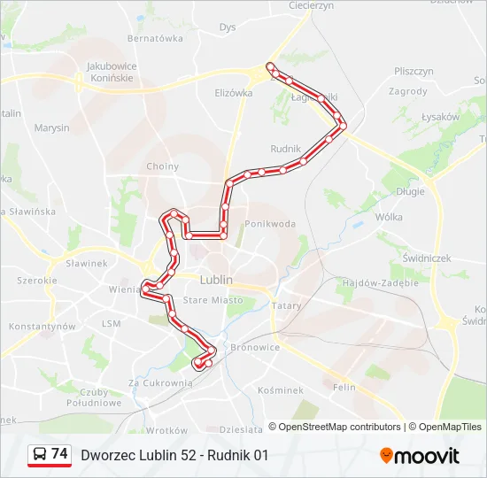 74 Bus Line Map