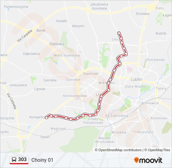 303 bus Line Map