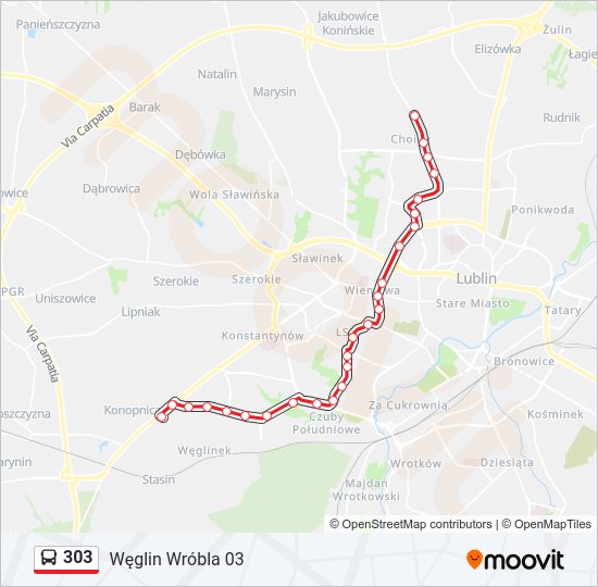 303 bus Line Map